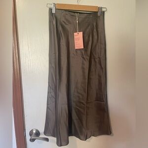 Quince Women's 100% Washable Silk Skirt Grey XS NEW
